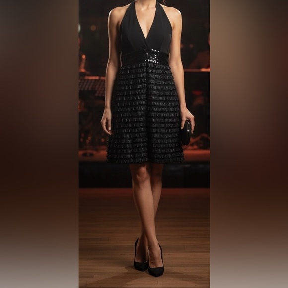 The Unbranded Brand Dresses & Skirts - Black party dress with Ruffles and Sequins